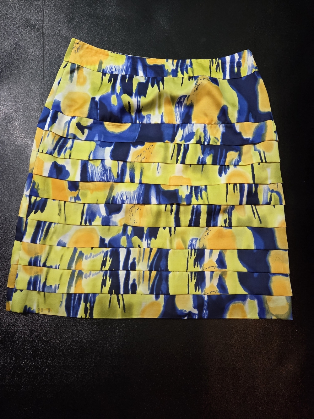 Calvin Klein Yellow and Blue Abstract Tiered Skirt